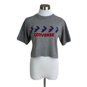 Vintage Converse 80s Single Stitch Tee Gray Crop Top Made In The USA Streetwear